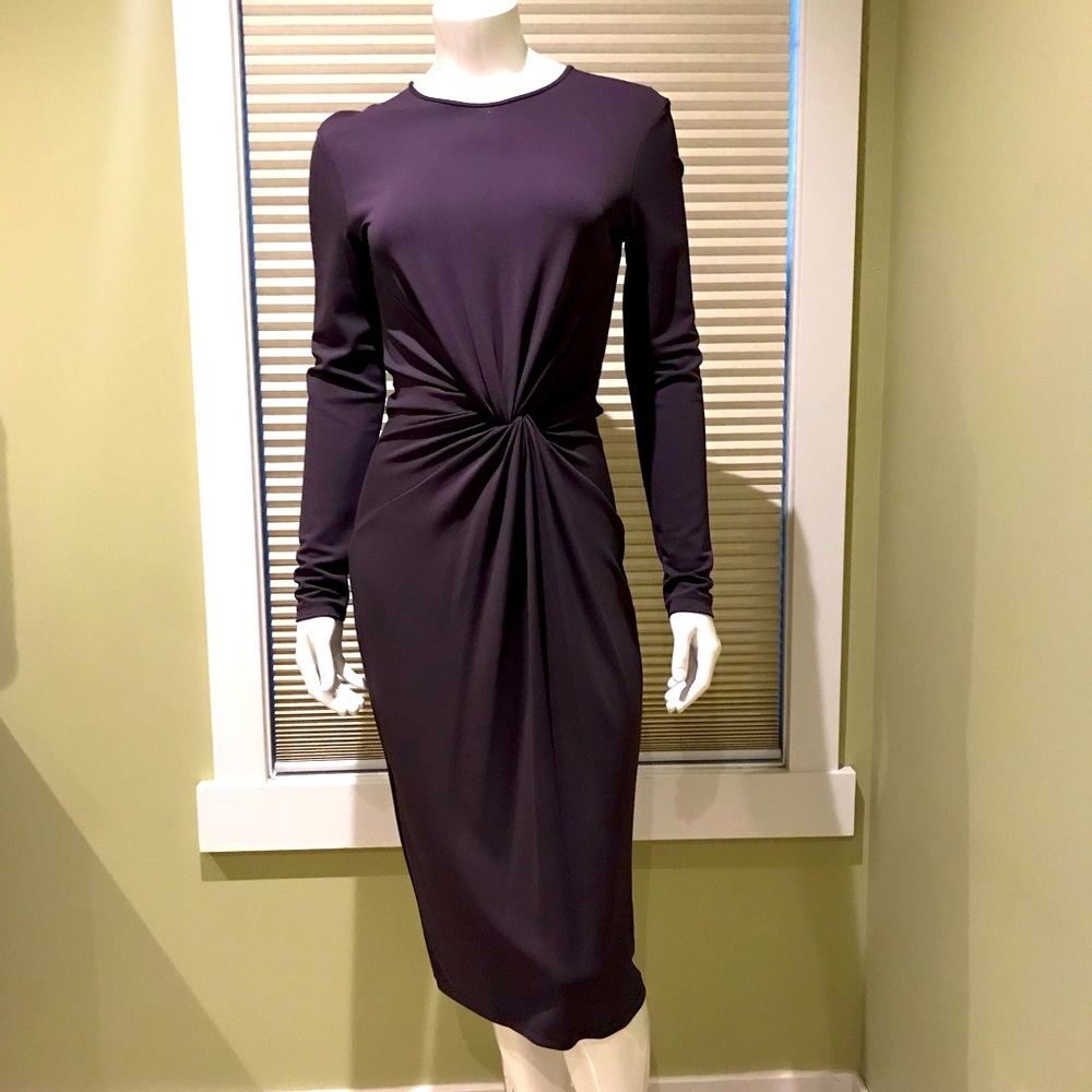 * SOLD * Michael Kors Made in Italy Plum Long Sleeve Gathered Waist Dress size 8